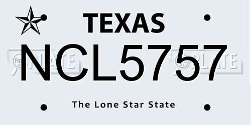 NCL5757 Texas License Plate