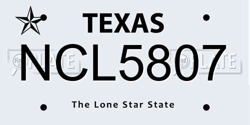 NCL5807 Texas License Plate