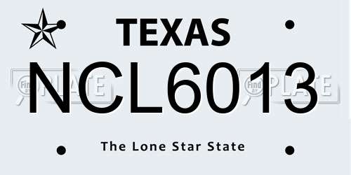 NCL6013 Texas License Plate
