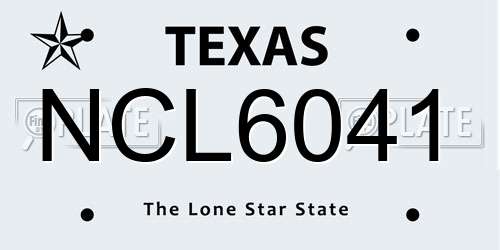 NCL6041 Texas License Plate