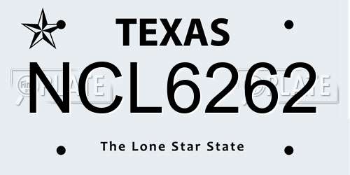 NCL6262 Texas License Plate