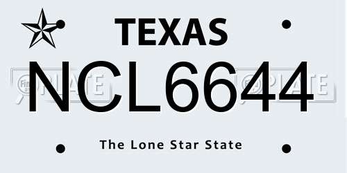 NCL6644 Texas License Plate
