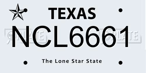 NCL6661 Texas License Plate