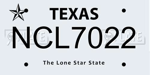 NCL7022 Texas License Plate
