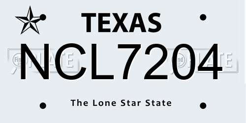 NCL7204 Texas License Plate