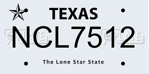 NCL7512 Texas License Plate