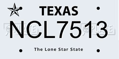 NCL7513 Texas License Plate