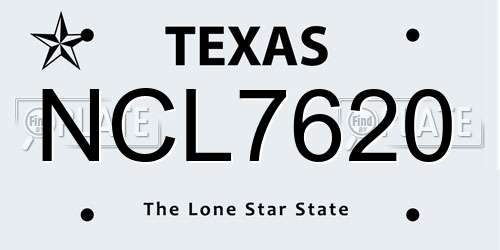 NCL7620 Texas License Plate