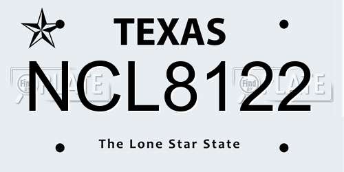 NCL8122 Texas License Plate