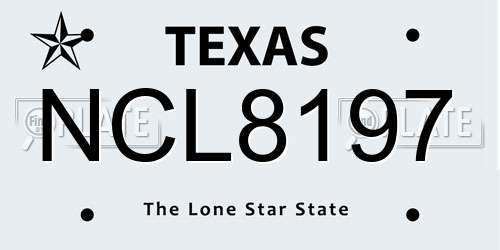 NCL8197 Texas License Plate