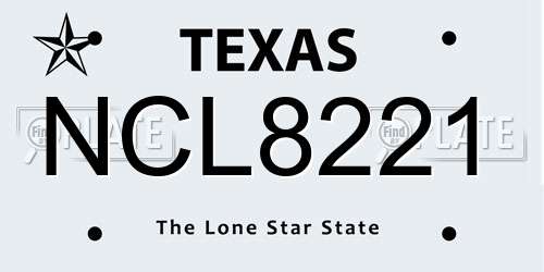 NCL8221 Texas License Plate