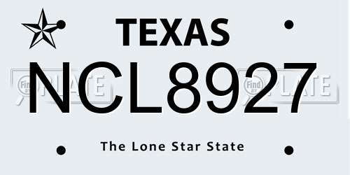 NCL8927 Texas License Plate