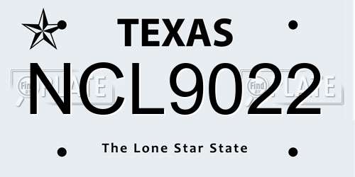 NCL9022 Texas License Plate