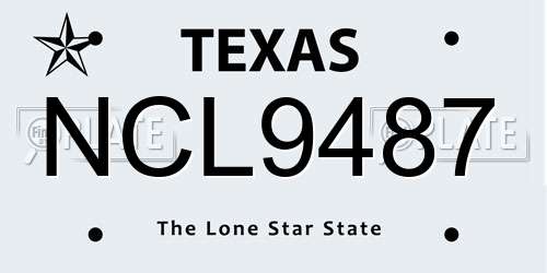 NCL9487 Texas License Plate