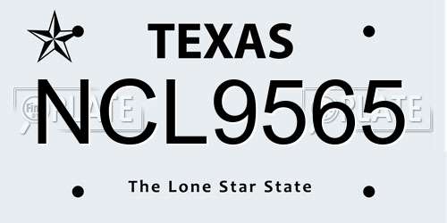 NCL9565 Texas License Plate