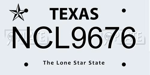 NCL9676 Texas License Plate