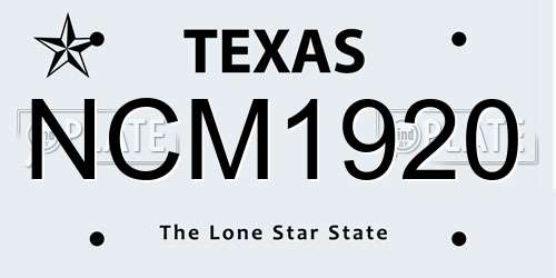 NCM1920 Texas License Plate