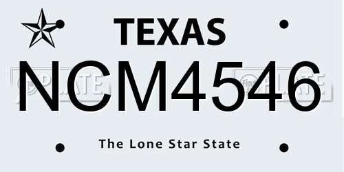 NCM4546 Texas License Plate