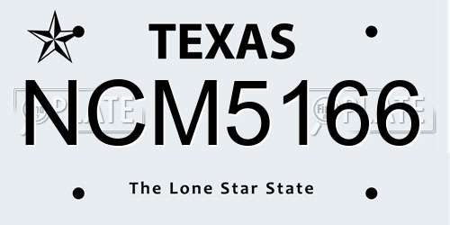 NCM5166 Texas License Plate