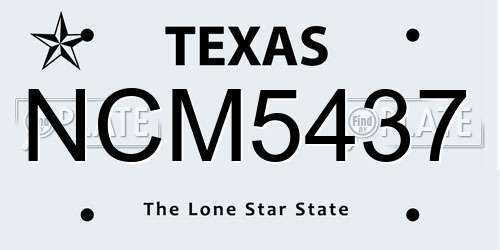 NCM5437 Texas License Plate