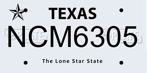 NCM6305 Texas License Plate