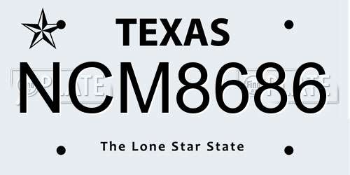 NCM8686 Texas License Plate