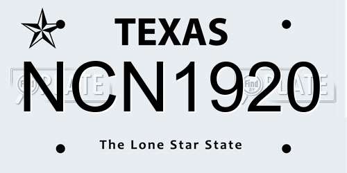 NCN1920 Texas License Plate
