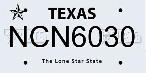 NCN6030 Texas License Plate