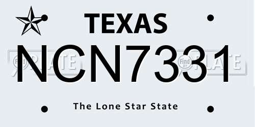 NCN7331 Texas License Plate