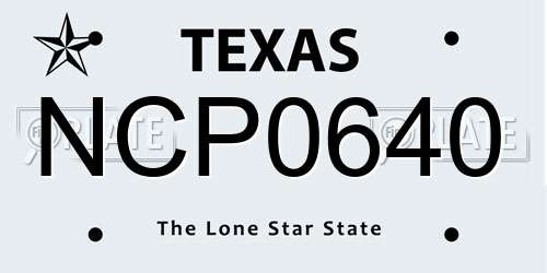 NCP0640 Texas License Plate