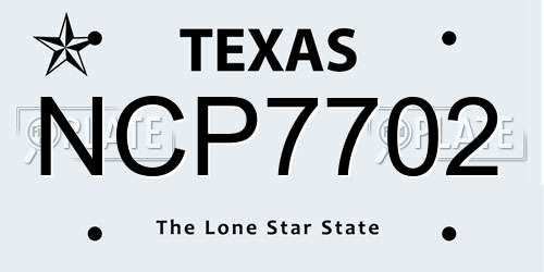 NCP7702 Texas License Plate