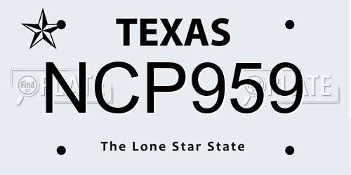 NCP959 Texas License Plate