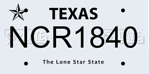 NCR1840 Texas License Plate