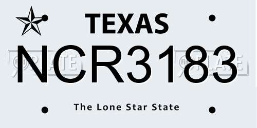 NCR3183 Texas License Plate