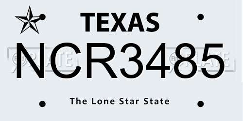 NCR3485 Texas License Plate