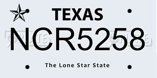 NCR5258 Texas License Plate