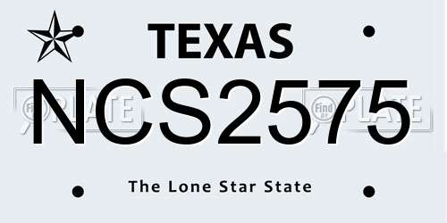 NCS2575 Texas License Plate