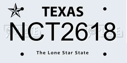 NCT2618 Texas License Plate