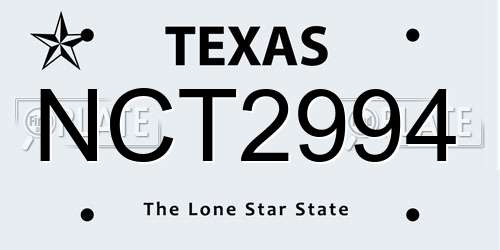 NCT2994 Texas License Plate
