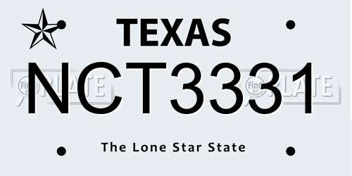 NCT3331 Texas License Plate