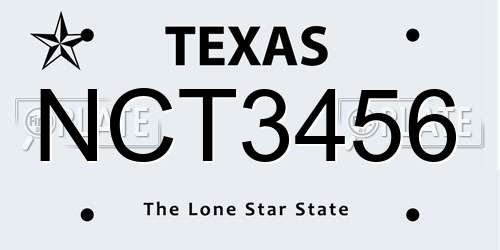 NCT3456 Texas License Plate