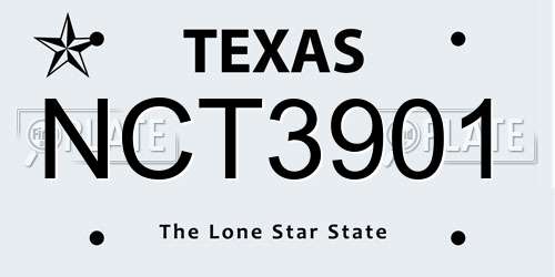 NCT3901 Texas License Plate