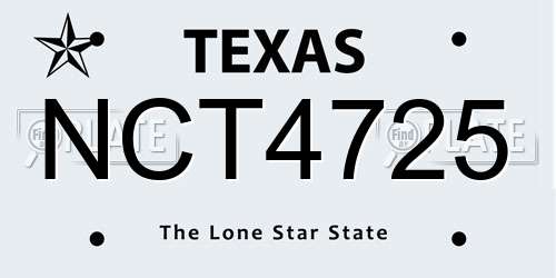 NCT4725 Texas License Plate