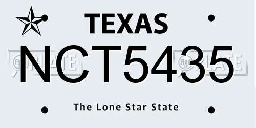 NCT5435 Texas License Plate