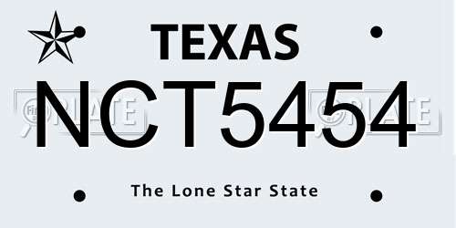 NCT5454 Texas License Plate
