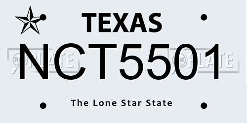 NCT5501 Texas License Plate