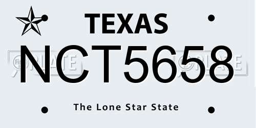 NCT5658 Texas License Plate