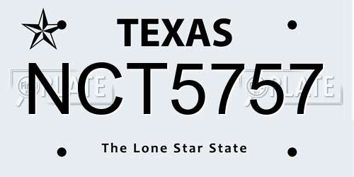 NCT5757 Texas License Plate