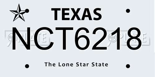 NCT6218 Texas License Plate