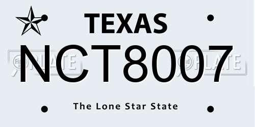 NCT8007 Texas License Plate